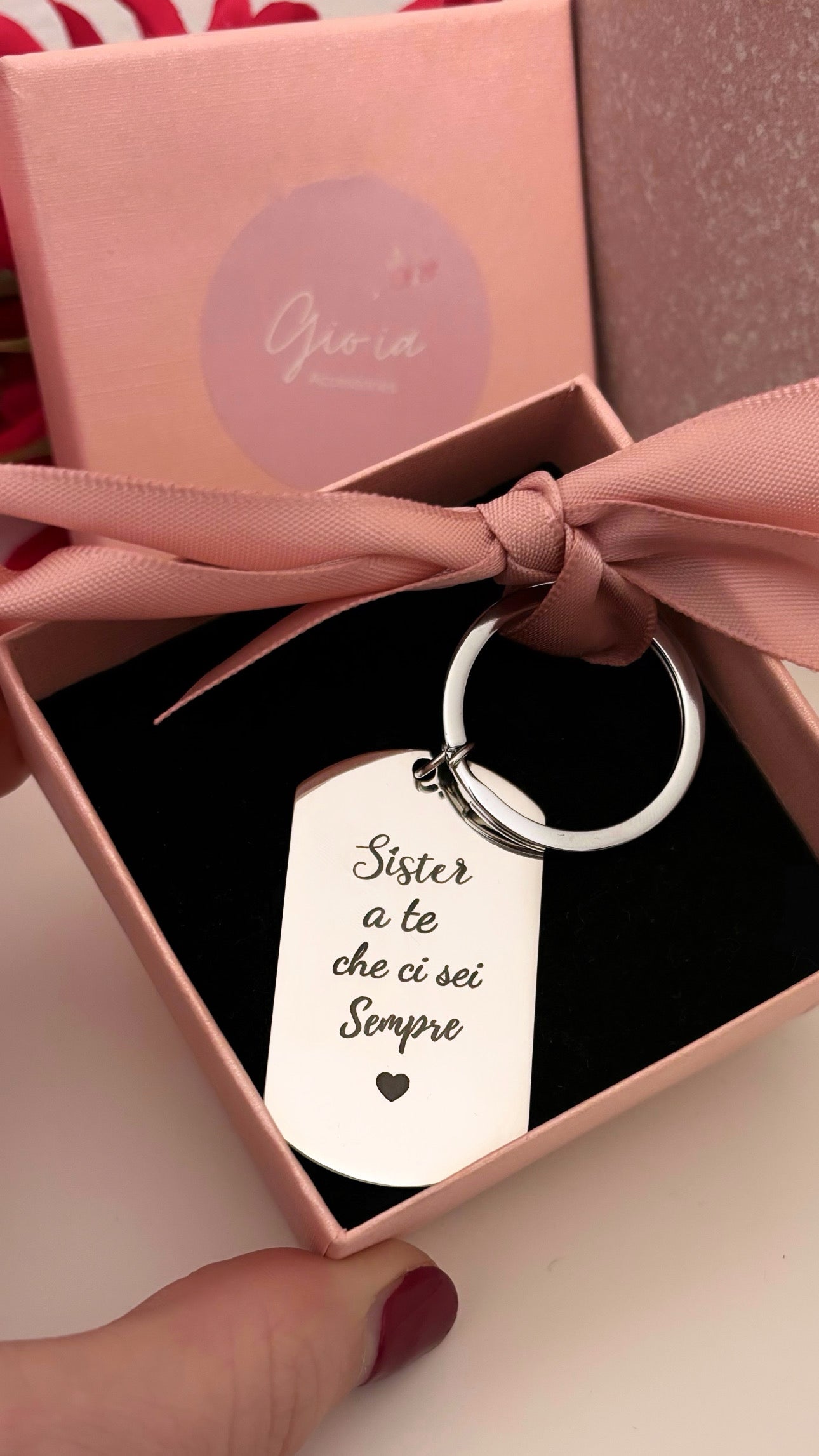 Portachiavi rettangolare con incisa una tua foto o frase