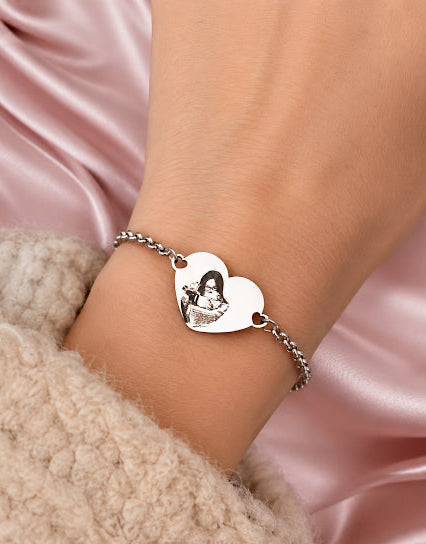 Bracciale cuore centrale personalizzabile