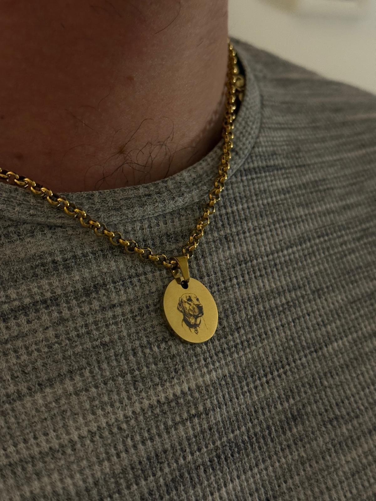 Collana ciondolo tondo catena maglia maschile personalizzabile