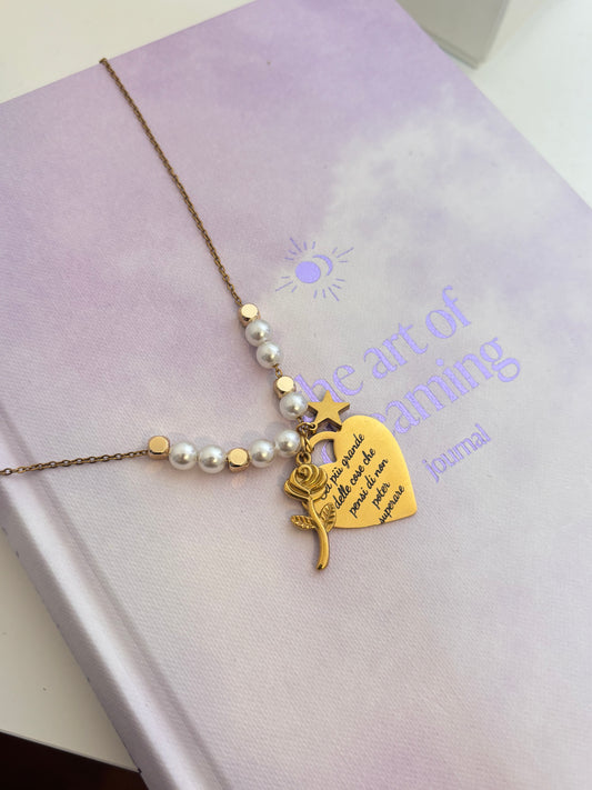 Collana 60 cm con ciondolo a cuore più due ciondoli personalizzabile con una tua foto o frase