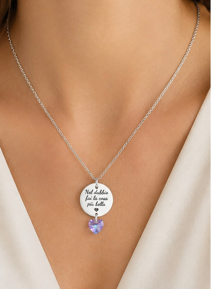 Collana personalizzabile con mini cuore aurora boreale