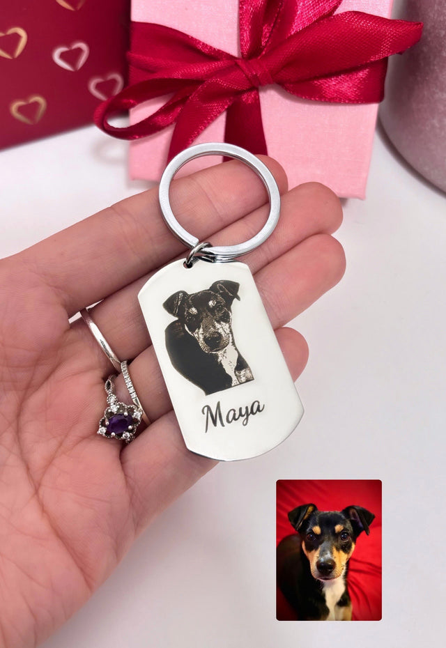 Portachiavi rettangolare con incisa una tua foto o frase