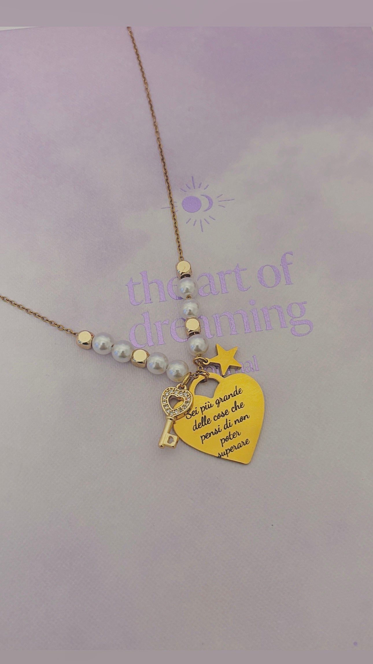 Collana 60 cm con ciondolo a cuore più due ciondoli personalizzabile con una tua foto o frase