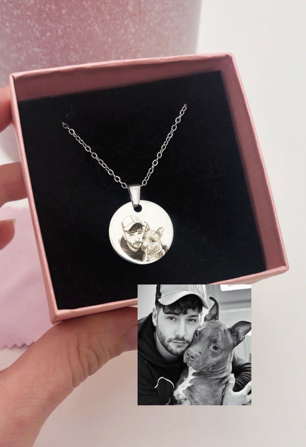 Collana ciondolo tondo personalizzabile con una tua foto o frase