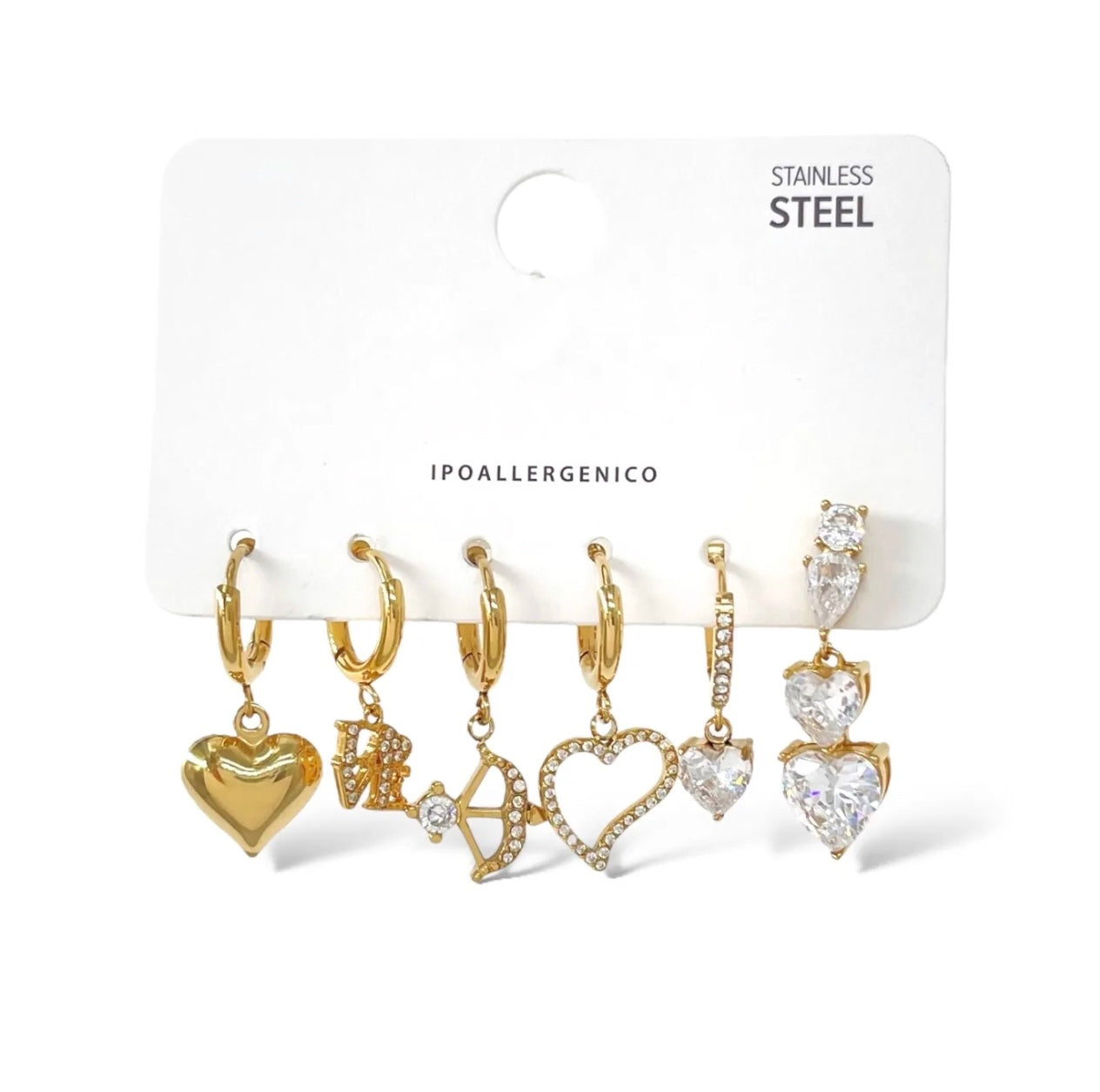 Set di 6 orecchini LoveE
