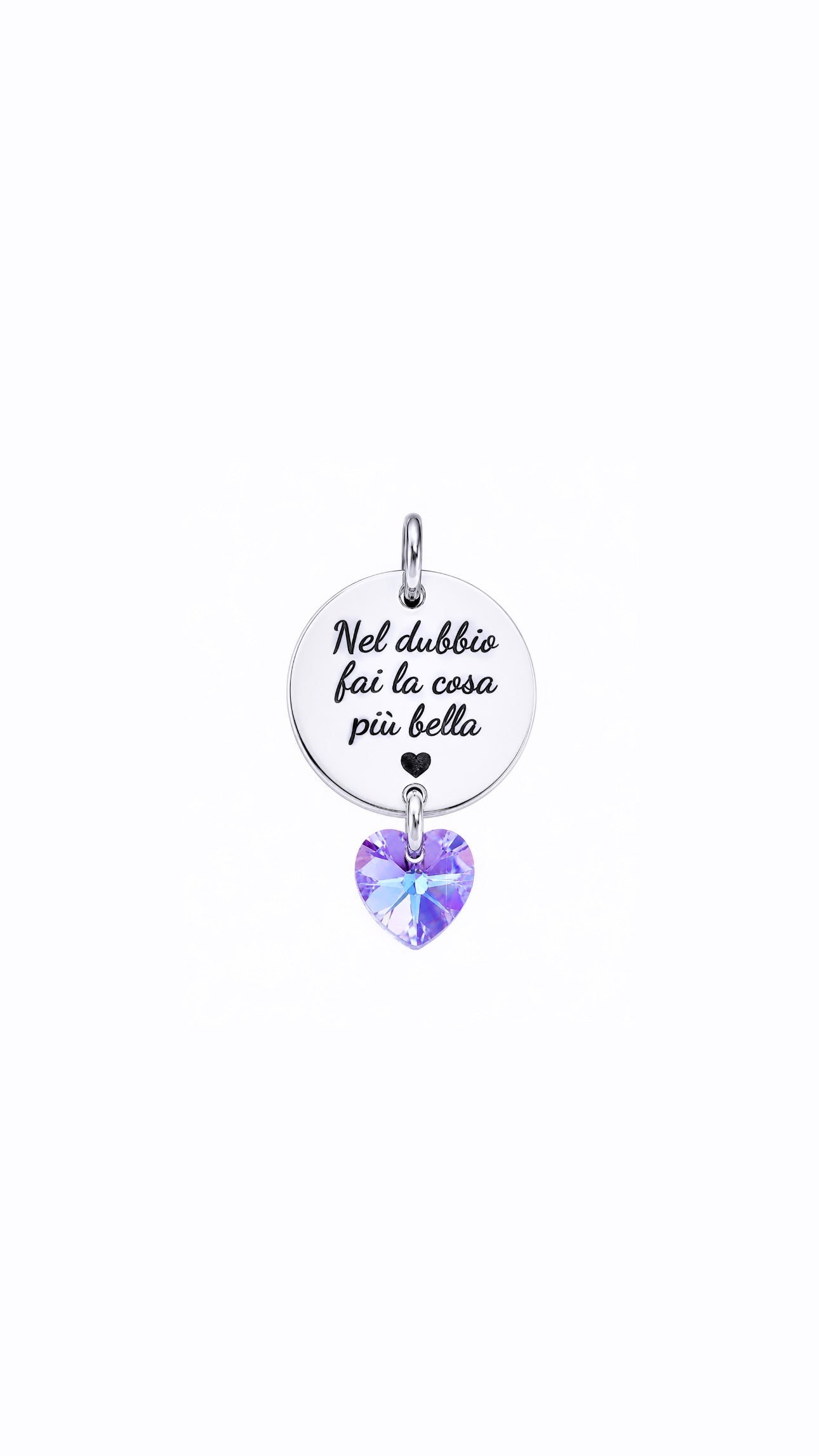 Ciondolo tondo con cuore aurora boreale personalizzabile con foto o frase