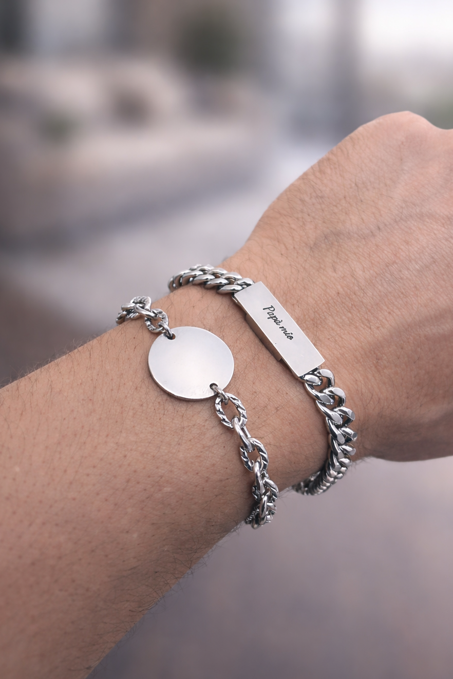 Bracciale a catena con ciondolo tondo centrale personalizzabile con una foto