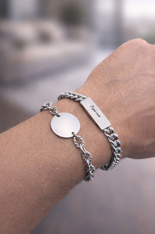 Bracciale a catena con ciondolo tondo centrale personalizzabile con una foto