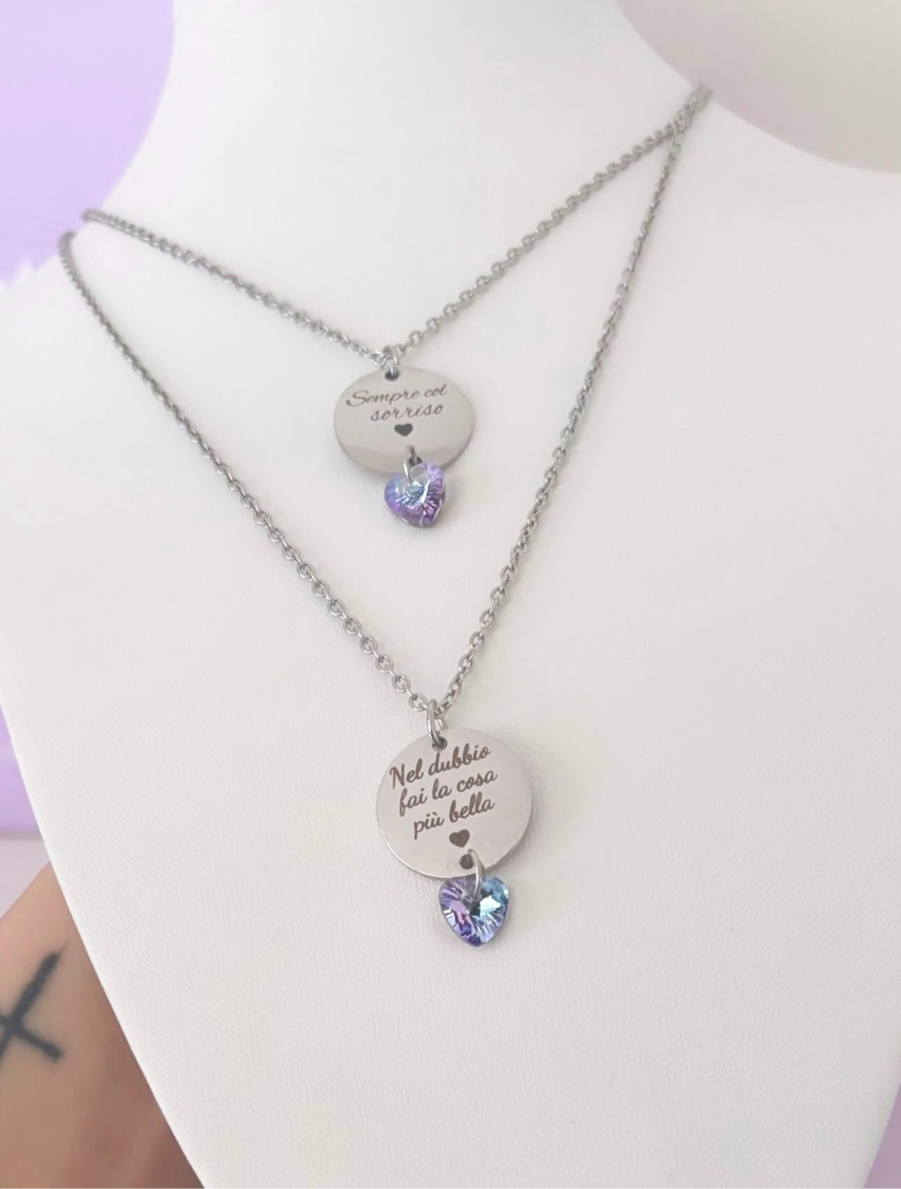 Collana personalizzabile con una tua foto o frase piu mini cuore aurora boreale