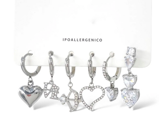 Set di 6 orecchini LoveE