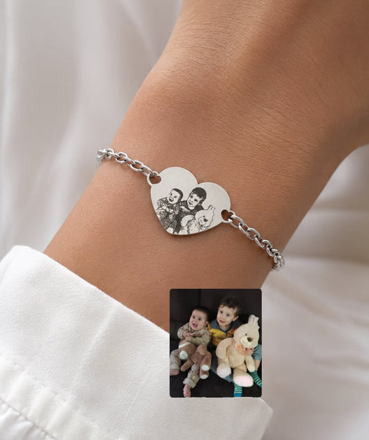 Bracciale cuore centrale  personalizzabile