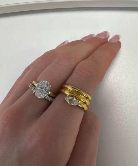 Anello doppia fedona con zircone dorato