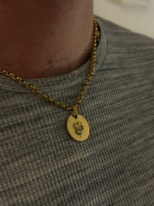 Collana ciondolo tondo catena maglia maschile personalizzabile