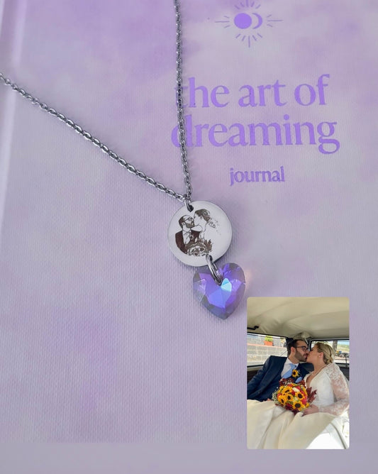 Collana personalizzabile con foto o frase con cuore aurora boreale